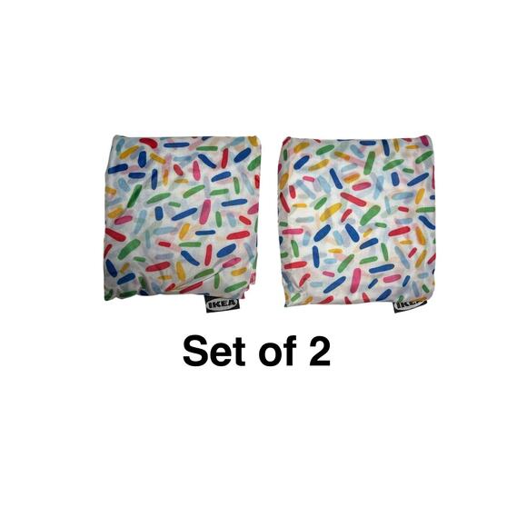 2 IKEA SKYNKE Shopping Bags Lot Multicolor Sprinkles 17 ¾x14 ¼" Cute Totes New! - Picture 1 of 5